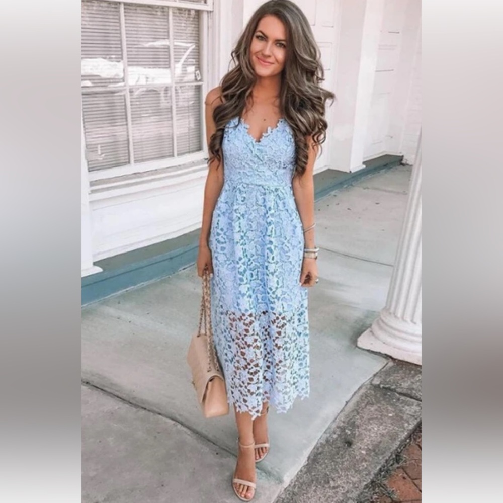 🦋Astr The Label Women’s Lace A Line Midi Dress 
Blue Size-XXL - Picture 5 of 10